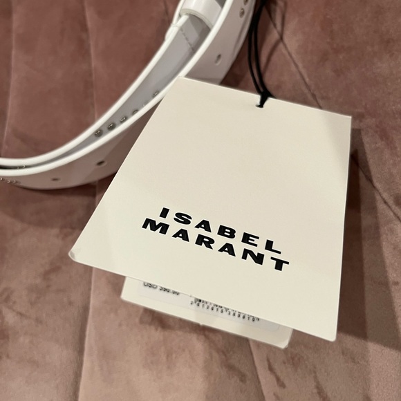 NWT Isabel Marant Telly Leather Belt White Silver 75 - Picture 7 of 8
